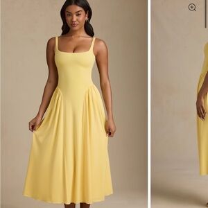 Oh Polly Aireen- Low-Back A-Line Midaxi Dress in Pastel Yellow